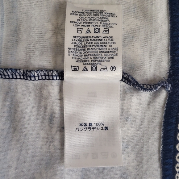 Lands' End Women's Blue White Floral Striped Top - Picture 8 of 9